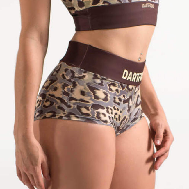 compression shorts women leopard print